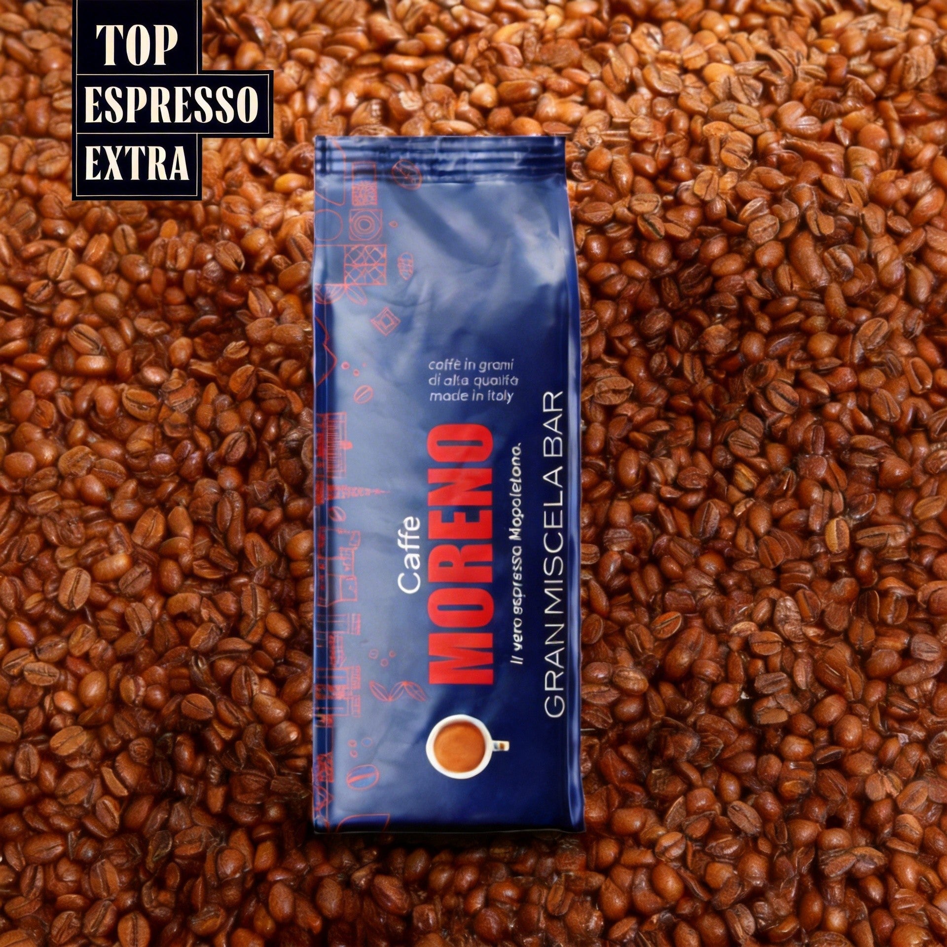Café en Grains Moreno Top Espresso Extra – 1kg | Intensité Italienne