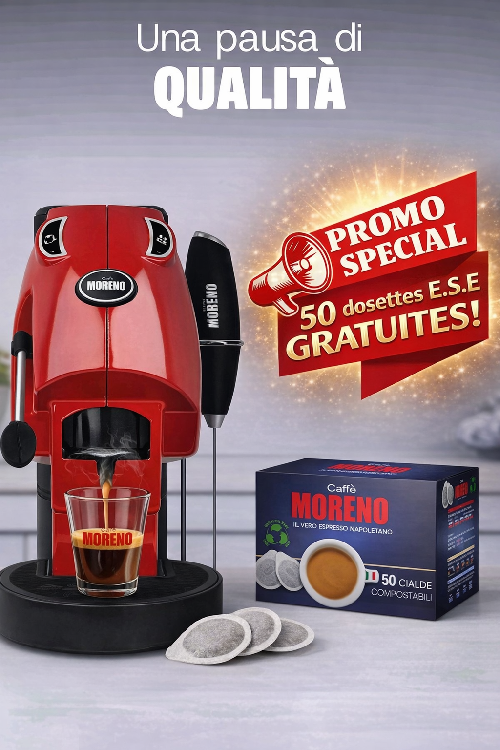 Machine compatible E.S.E ESPRESSO + 50 dosettes E.S.E AROMA TOP GRATUITES